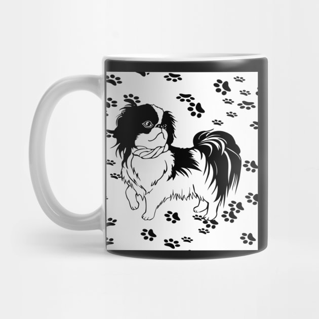 Dog Lover Black & White ShihTzu or Pekingese Dogs Cute Paw Prints by tamdevo1